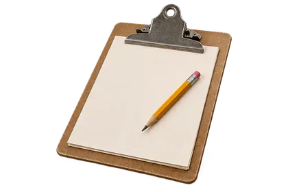 Generated blank inspection clipboard and pencil